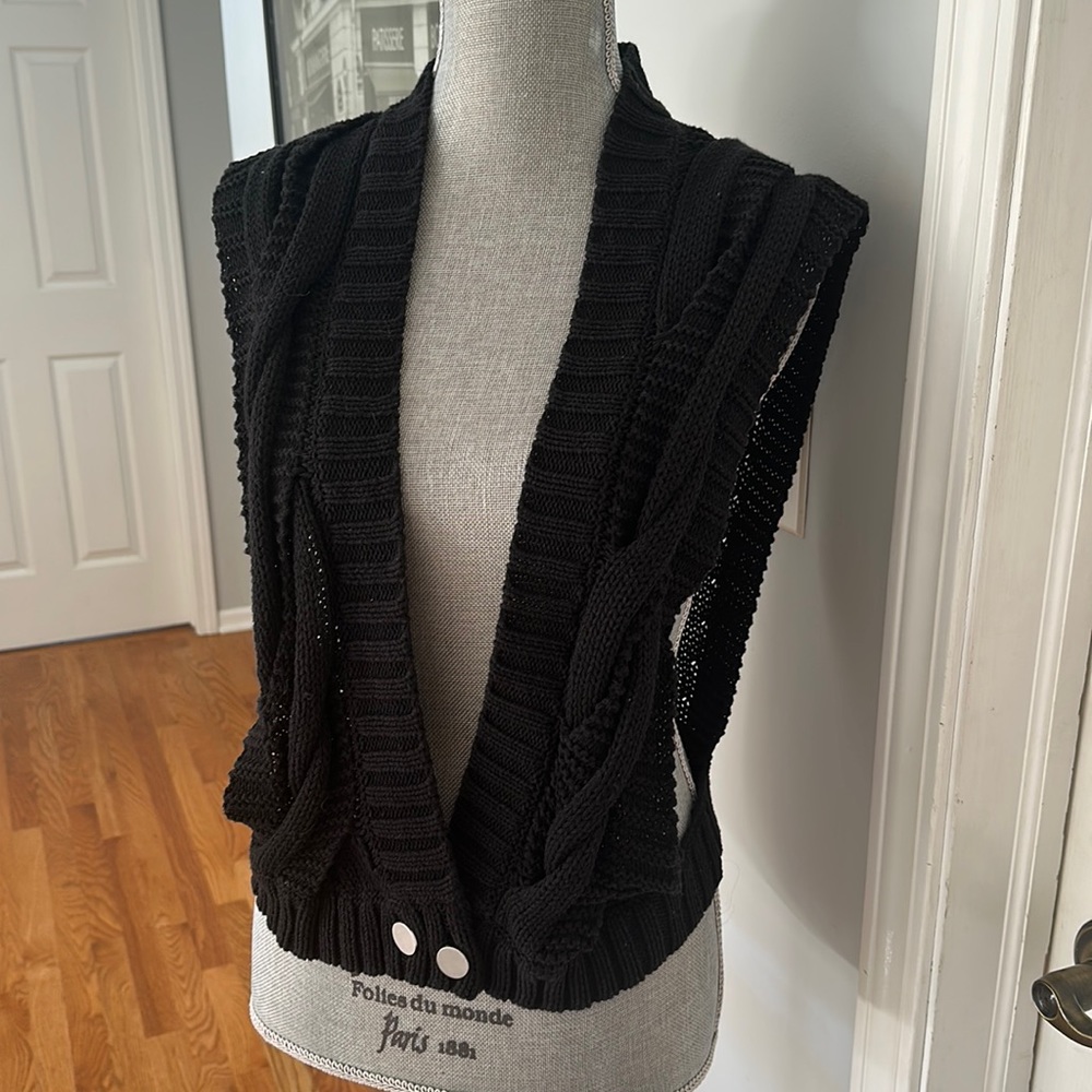 RACHEL Rachel Roy Knit Black Vest Size M